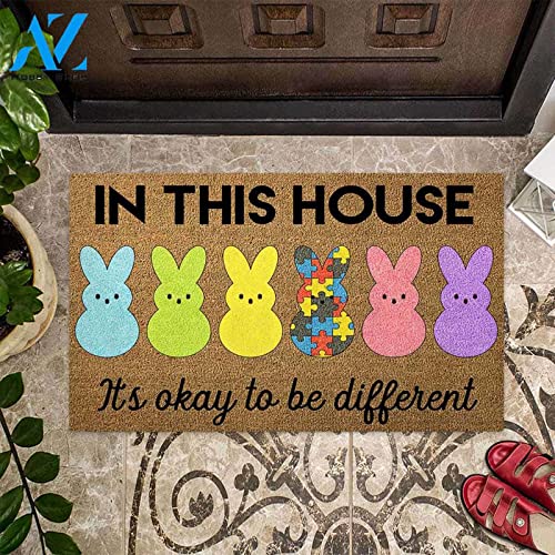 TUNKENCE Easter Doormat Rabbit Decorative Doormat Welcome Bunny Doormat Spring Doormat Funny Front Door Mat Non Slip Rug for Easter Outdoor/Indoor Farmhouse Patio Home Decor 16 x 24 Inch