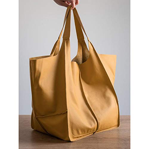 Womens Handbag Large Capacity Pu Leather Satchel Handbag Work Tote Shoulder Bag, Oversized Bag for Women Yellow