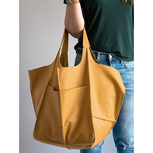 Womens Handbag Large Capacity Pu Leather Satchel Handbag Work Tote Shoulder Bag, Oversized Bag for Women Yellow