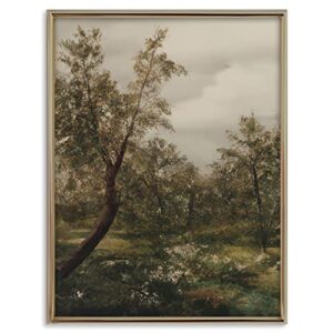 vintage landscape wall art – antique art prints for home decor – rustic farm and country landscape wall decoration for living room, dining room – 11×14 inches, ready to frame (between the trees)