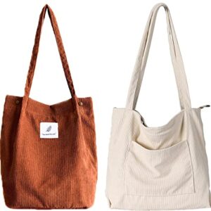 wantgor women corduroy tote bag, large shoulder hobo bags casual handbags big capacity shopping purses work bag