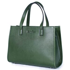 women’s 100% genuine leather handbags shoulder tote organizer top handles crossbody bag satchel designer purse (green)