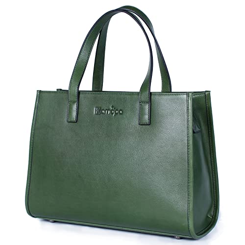 Women's 100% Genuine Leather Handbags Shoulder Tote Organizer Top Handles Crossbody Bag Satchel Designer Purse (Green)