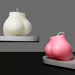 2PCS Soy Wax Cute Body Candle Decorative Cool Shaped Candles White Pink Butt Candle for Home Scented Trendy Room Desk Wall Floating Shelf Aesthetic Decor Candle Modern Candle
