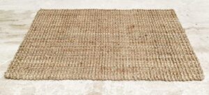 natural jute boucle 2×3′ doormat, hand woven & reversible for living room kitchen entryway rug, jute burlap braided rag rug, farmhouse rag rug, rustic rug, natural look rug