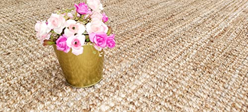 Natural Jute Boucle 2x3' Doormat, Hand Woven & Reversible for Living Room Kitchen Entryway Rug, Jute Burlap Braided Rag Rug, Farmhouse Rag Rug, Rustic Rug, Natural Look Rug