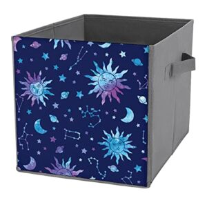 Space Galaxy Constellation Collapsible Storage Bins Basics Folding Fabric Storage Cubes Organizer Boxes with Handles