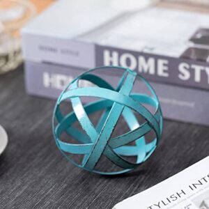 Metal Ball Table Decor, Decorative Sphere, Metal Bands Sphere, Metal Band Decorative Ball, Distressed Metal Bands Sphere, Home Tabletop Decor Accents for Living Room Bedroom Kitchen Office Dining Room