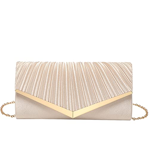 LETODE Clutch Purses for Women Evening Bags and Clutches for Women Envelope Handbags Party Prom Wedding Purse (Apricot)