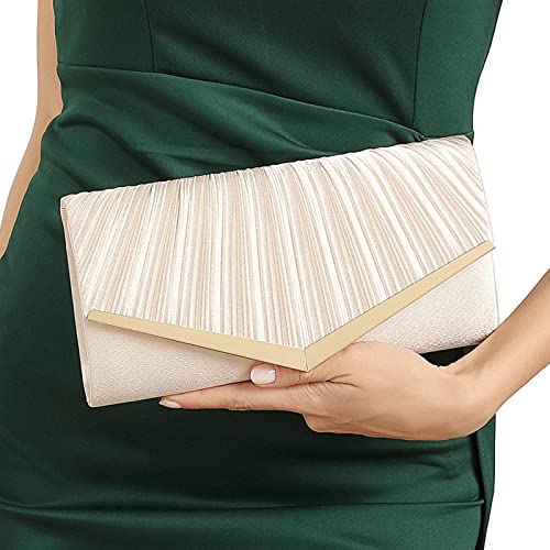 LETODE Clutch Purses for Women Evening Bags and Clutches for Women Envelope Handbags Party Prom Wedding Purse (Apricot)