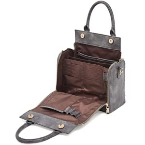 foxlover vegan leather handbags for women multifunctional top handle purse ladies leather crossbody shoulder bags (grey)