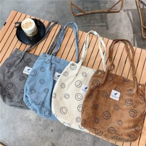 LaurelTree Corduroy Tote Bag Aesthetic Tote Bags for School Cute Tote Bags Teen Girls Trendy Stuff