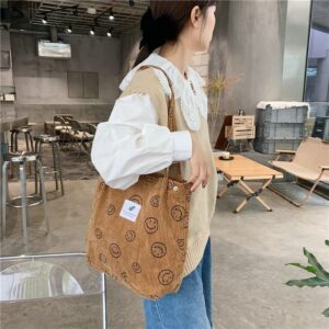 LaurelTree Corduroy Tote Bag Aesthetic Tote Bags for School Cute Tote Bags Teen Girls Trendy Stuff