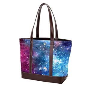 tbouobt handbags for women fashion tote bags shoulder bag satchel bags, galaxy space universe purple blue