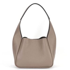 women hobo handbag soft leather bucket shoulder purse designer fashion tote bag for work travel shopping, light tan