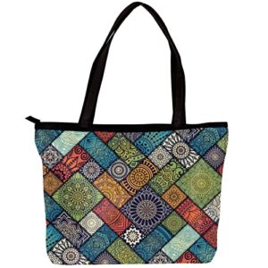 tbouobt handbags for women fashion tote bags shoulder bag satchel bags, ethnic moroccan pattern vintage mandala