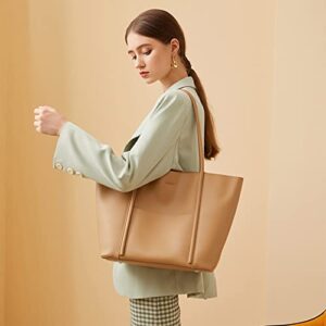 Women Tote Handbag Leather Top Handle Purse Large Capacity Shoulder Bag Hobo Satchel Bag for Ladies, Brown