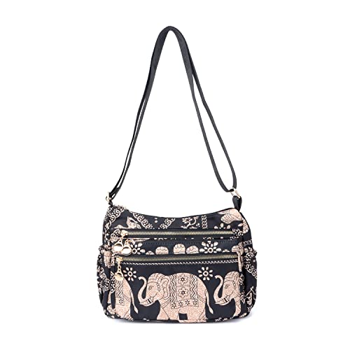 LUPBOK Women Elephant Hobo Shoulder Bag Multi Pocket Casual Crossbody Bag Lightweight Cross-Body Handbags Side Bag