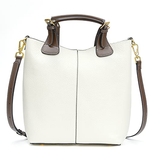 Women Hobo Shoulder Bag Leather Bucket Purse Crossbody Purse, White