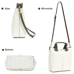 Women Hobo Shoulder Bag Leather Bucket Purse Crossbody Purse, White