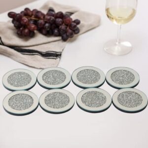 lxartzj glass mirrored coaster set of 8 diamond crystal coasters silver cup mat for restaurant kitchen bar dining table