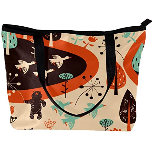 Tote Bag Women Satchel Bag Handbag Stylish Tote Handbag for Women Hobo Bag Fashion Crossbody Bag, Cartoon Animal Fox Bear Bird Lovely Forest