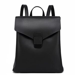 kseymeir women fashion backpack soft leather daypack mini shoulder purse, black