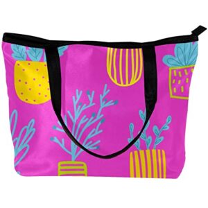 TBOUOBT Handbags for Women Fashion Tote Bags Shoulder Bag Satchel Bags, Pink Flowerpot Tropical Plant