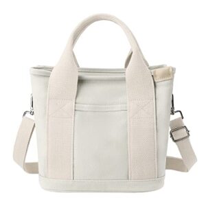 canvas tote bag for women stylish crossboy handbag casual hobo bag top handle satchel with multiple pockets (a-beige)