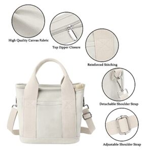 Canvas Tote Bag for Women Stylish Crossboy Handbag Casual Hobo Bag Top Handle Satchel with Multiple Pockets (A-Beige)