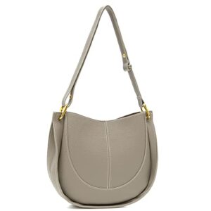 women hobo handbags leather saddle purse designer fashion shoulder crossbody bag for ladies, gray