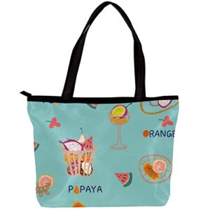 tote bag women satchel bag handbag stylish tote handbag for women hobo bag fashion crossbody bag, fruit lemon pear orange papaya pitaya