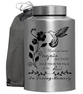 cremation urn for ashes large urn for human ashes memory decorative funeral burial urn keepsake for male female ashes with velvet bag up to 220 lbs hummingbird tree of life stainless steel