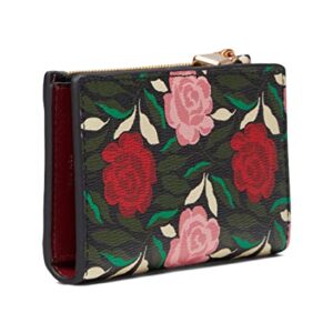Kate Spade New York Morgan Rose Garden Printed Saffiano Leather Small Slim Bifold Wallet Black Multi One Size