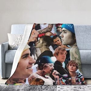 pop singer justin bieber blanket ultra soft flannel blanket warm lightweight throw blanket bed couch sofa living room blankets singer fans gift 60×50 in