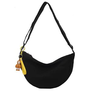 ediwer women’s nylon shoulder bag lightweight crossbody bag waterproof purse stylish crescent bag daily hobo bag with pendant