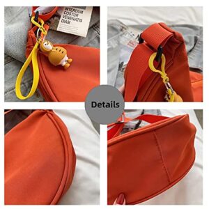 EDIWER Women’s Nylon Shoulder Bag Lightweight Crossbody Bag Waterproof Purse Stylish Crescent Bag Daily Hobo Bag with Pendant