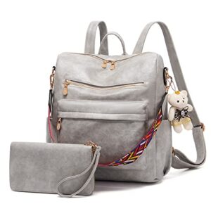 soperwillton women backpack purse multipurpose design handbags shoulder bag pu leather travel bag backpack set 2pcs