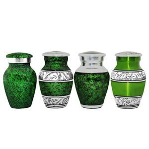 Green Keepsake Urns - Small Urns for Human Ashes Set of 4 with Premium Box & Bags - Handcrafted Green Urns - Mini Cremation Urns for Ashes Adults Male & Female - A Lasting Tribute to Your Loved One