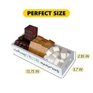 Losvio S'Mores Caddy, Farmhouse S’more Bar holder with Cutout Handle, Wooden Smores Station, Smores Accessories Organizer, Smores Supplies Container Box, Smores Serving Tray (White)