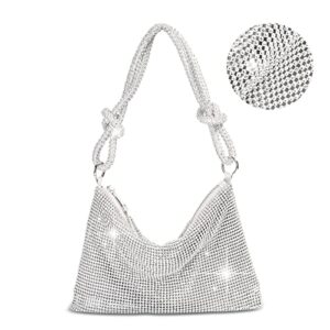 kiino silver purse rhinestone purse silver clutch sparkly purse silver bag (silver)