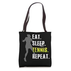 eat sleep tennis repeat – funny tennis tote bag