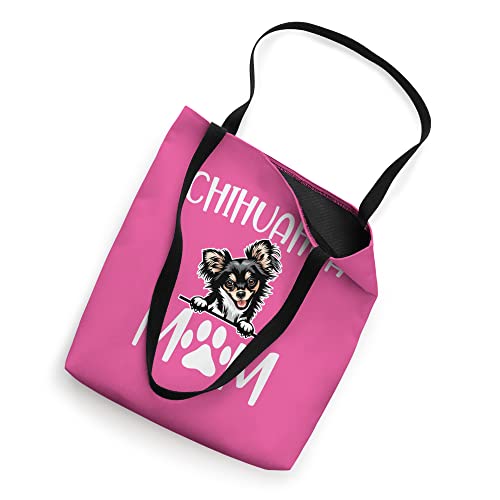 Chihuahua Mom Gift Dog Mom Pink Long Hair Chihuahua Lover Tote Bag