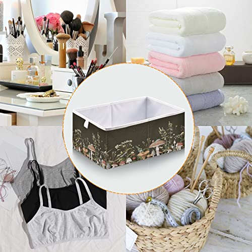 Mushrooms Berries Cube Storage Bin, Collapsible Storage Box Bins with Cubes, Foldable Fabric Baskets Bins for Shelf,Closet Cabinet,Home Organization, 11.02 x 11.02 x 11.02 inch