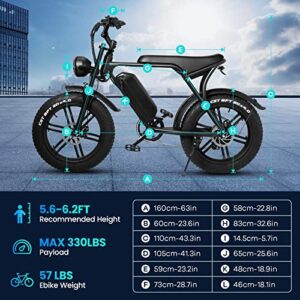 Electric Bike,750W Motor Electric Bike for Adults,20"×4" Fat Tire Mountain Ebike,48v 15AH Removable Battery,28MPH & 38Miles Long Range,E Bikes for Adults Shimano 7 Speed for Outdoor Cycling (Black)