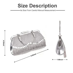 KIINO Silver Purse Rhinestone Purse Silver Clutch Purses For Women Evening Rocking Rhinestones