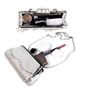 KIINO Silver Purse Rhinestone Purse Silver Clutch Purses For Women Evening Rocking Rhinestones