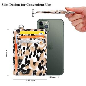 Slim Front Pocket Wallet RFID ID Card Holder Cute Small Wallet with Keychian for Women,Leopard