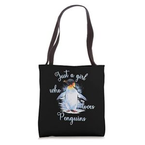 just a girl who loves penguins tote bag