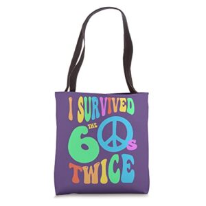 retro i survived my sixties twice 70th birthday joke 60s tote bag